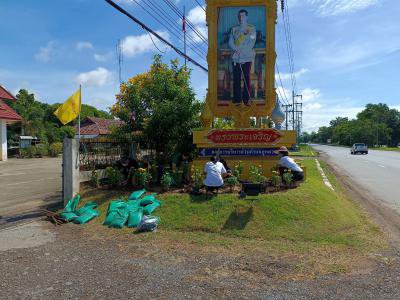 กิจกรรมปลูกต้นดอกดาวเรือง หน้าที่ทำการ อบต. เพื่อปรับปรุงภูมิทัศน์