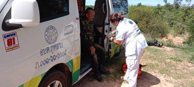 สนับสนุนรถกู้ชีพและเจ้าหน้าที่ในการฝึกซ้อมยิงกระสุนของทหาร ณ เขาภูลำใย