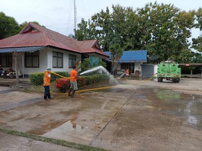 ทำความสะอาดพื้นที่ อบต.ภูหลวง เพื่อเตรียมรับสมัครเลือกตั้งฯ
