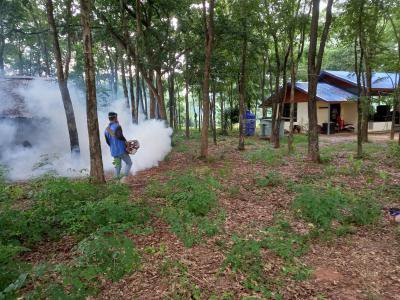 พ่นหมอกควันพื้นที่ตำบลภหลวง โครงการรณรงค์ป้องกันไข้เลือดออก ปี 2564
