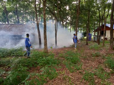 พ่นหมอกควันพื้นที่ตำบลภหลวง โครงการรณรงค์ป้องกันไข้เลือดออก ปี 2564