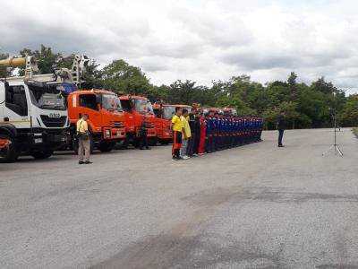 งานป้องกันฯ ร่วมเช็คกำลังพลและปล่อยแถวบรรเทาภัยแล้งฯ