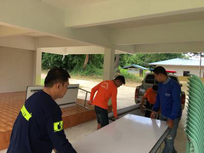 เตรียมสถานที่โครงการป้องกันและบรรเทาสาธารณภัยในโรงเรียน