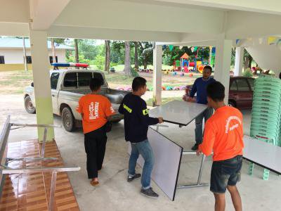 เตรียมสถานที่โครงการป้องกันและบรรเทาสาธารณภัยในโรงเรียน