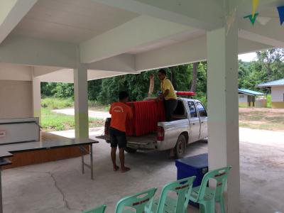 เตรียมสถานที่โครงการป้องกันและบรรเทาสาธารณภัยในโรงเรียน