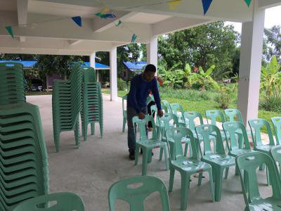 เตรียมสถานที่โครงการป้องกันและบรรเทาสาธารณภัยในโรงเรียน